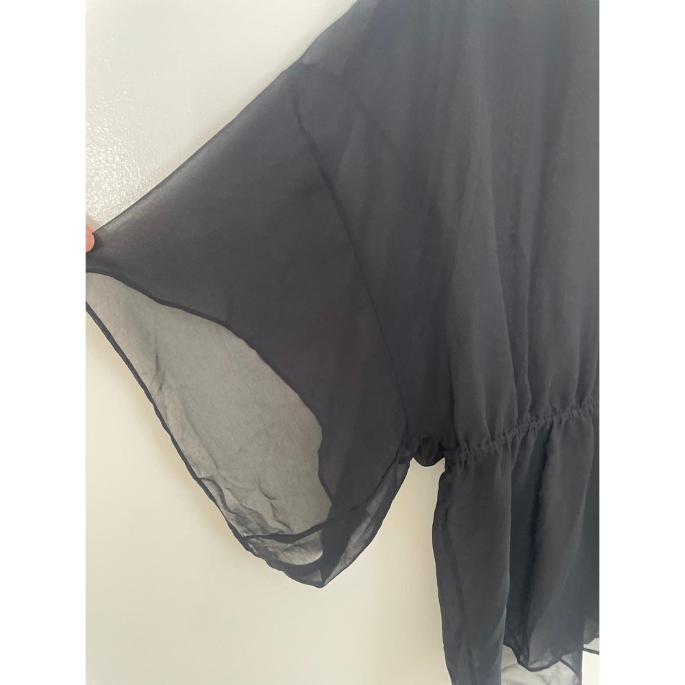 Tory Burch Blouse Top Black Margarete Sheer Kimono Whimsigoth Romantic Luxury 4 - Picture 4 of 8